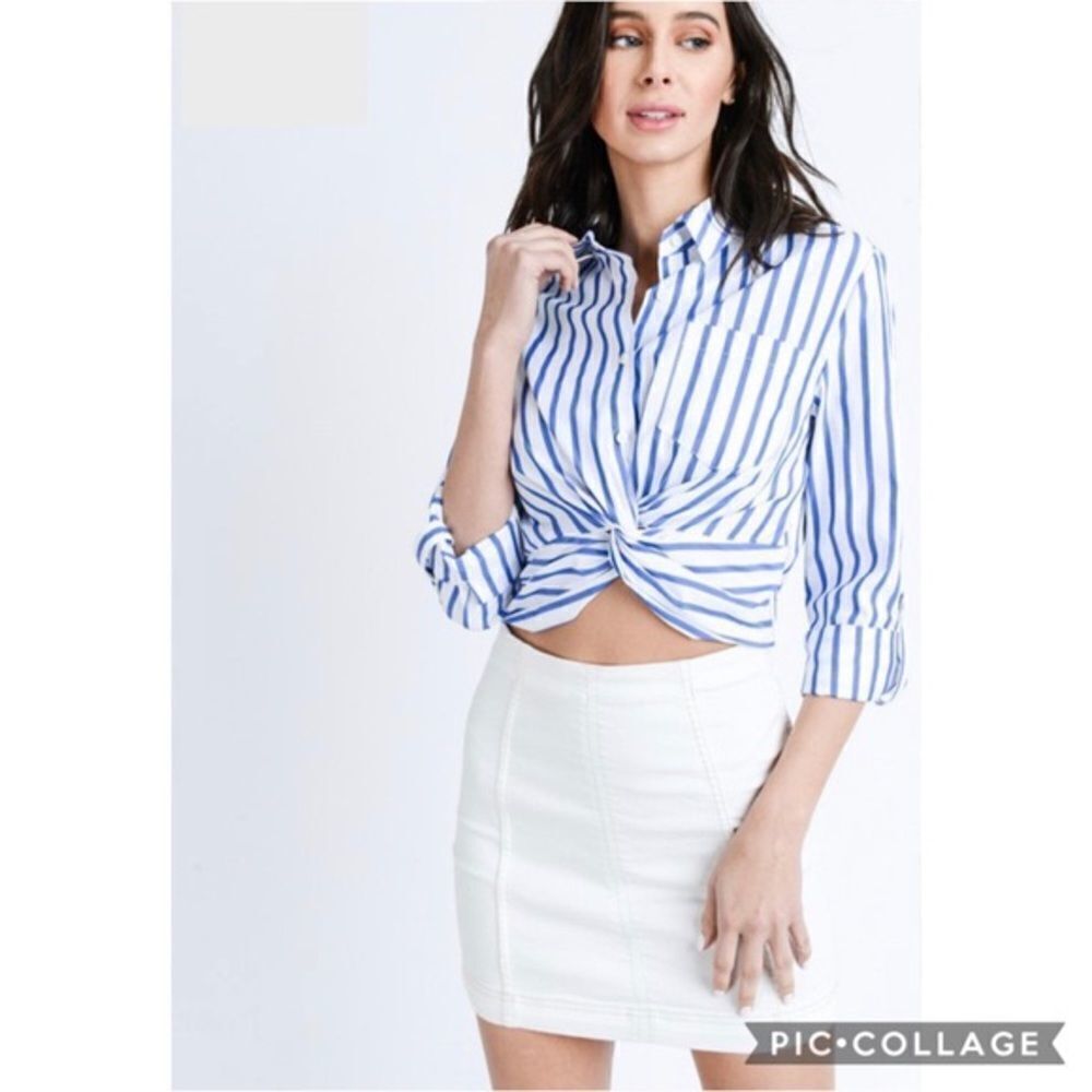 ✨ Twist Front Striped Button Down Shirt✨